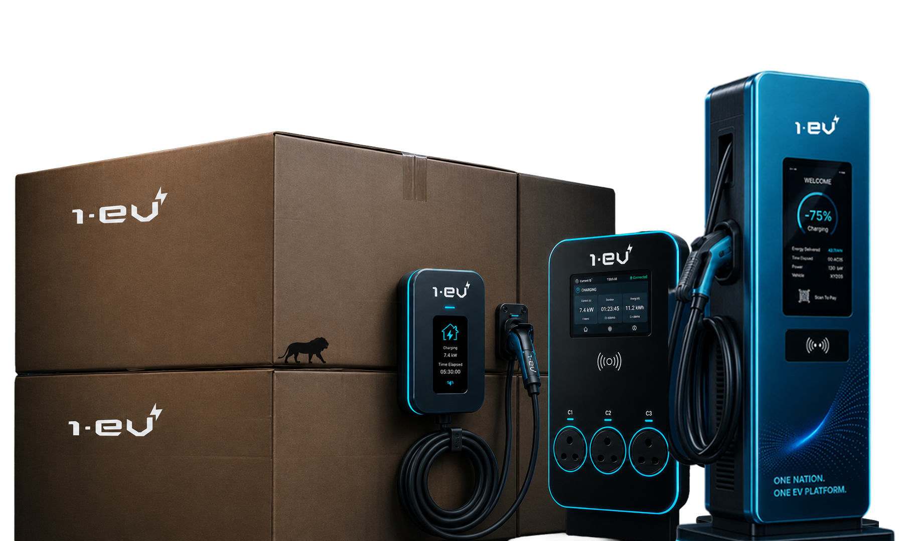 Boxed chargers ready for bulk shipment